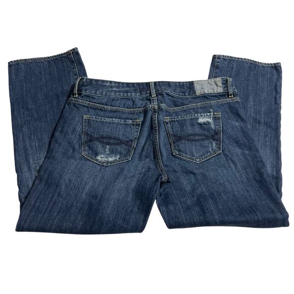 Abercrombie and Fitch Jeans Womens Size 8 Blue Distressed Capri Denim Dark Wash - Picture 5 of 10